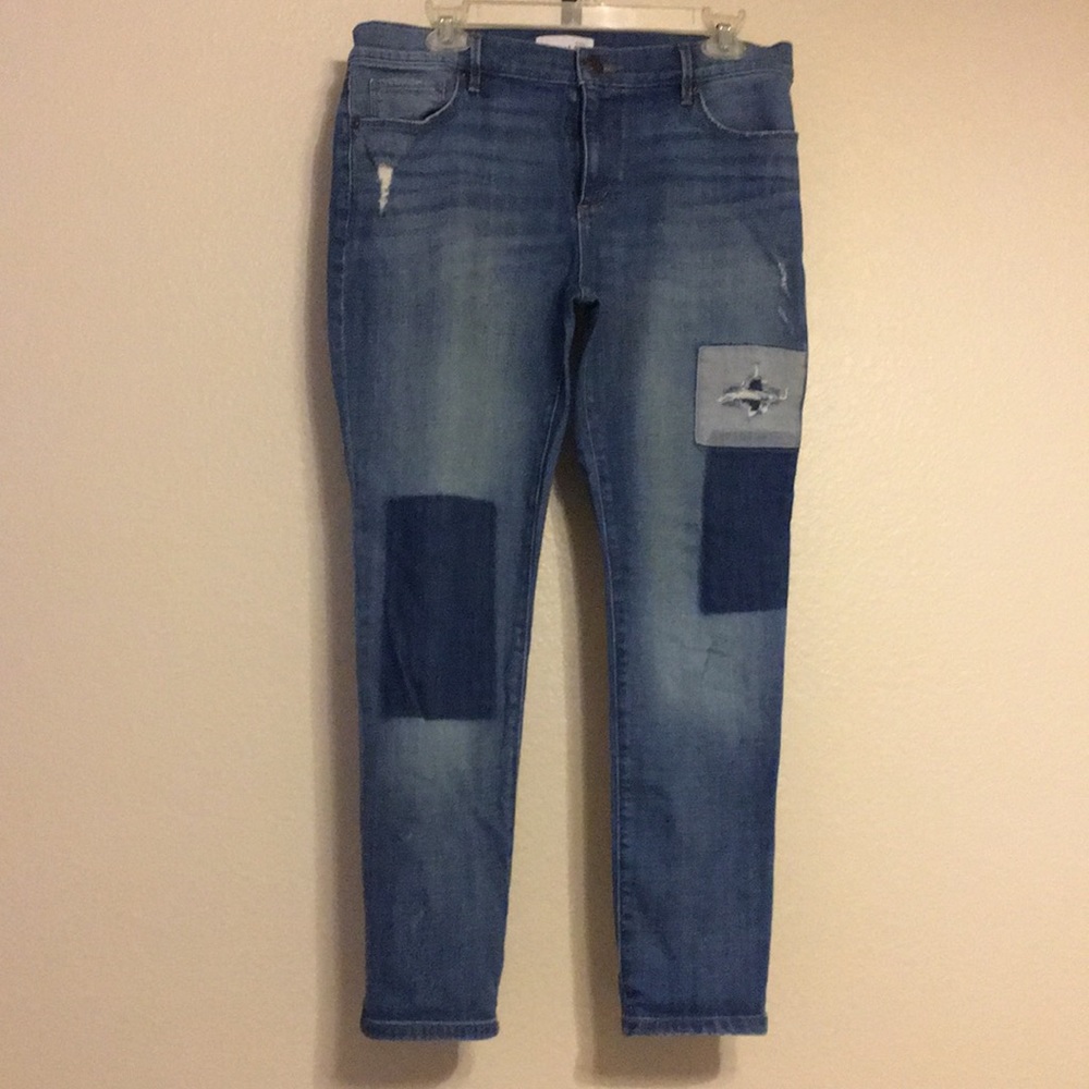 LOFT Relaxed Skinny Patch Jeans Size 30/10